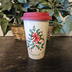 LENOX ceramic Christmas Holiday Coffee Mug with lid